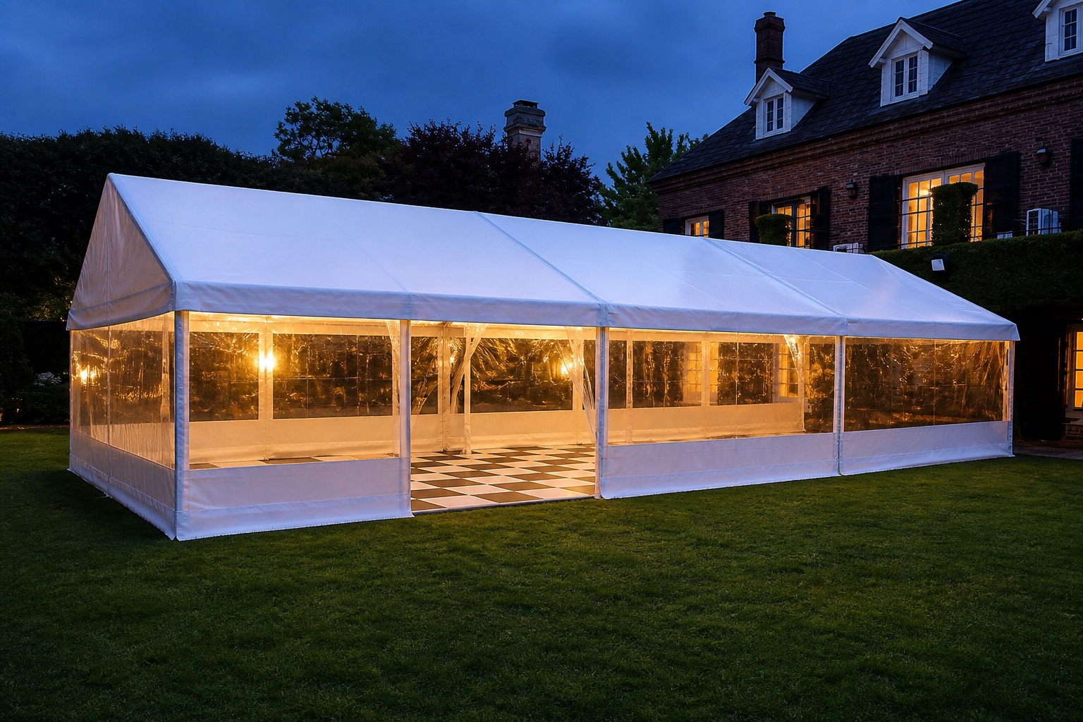 Carpa con piso damero para bailar